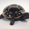 Turtle in ash gray earthenware with silver highlights