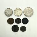 Réunion de 7 pièces de monnaie allemandes historiques, diverses époques et métaux