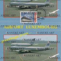 Aerial postcards of Luxembourg in the 80s, with stamp and postmark