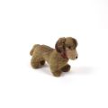 Steiff Plüschhund aus den 60er Jahren mit rotem Halsband, 17 cm