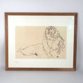 Signed lithograph by Egon Schiele: Female Nude, numbered 22/25, 64 x 50 cm