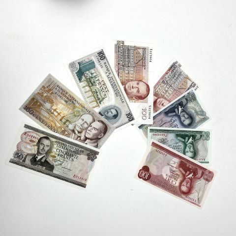 Collection de billets français anciens, 1960s-1980s, état neuf, 8 exemplaires