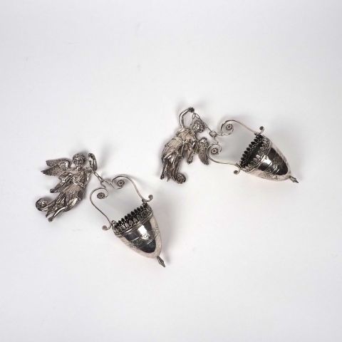 Paire de bénitiers en argent d'Antonio Cappelletti, Rome, XIXe siècle, 12,5 cm