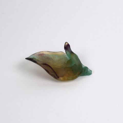 Coupelle vide poche Daum en pâte de verre coloré, lézard signé, 13 cm