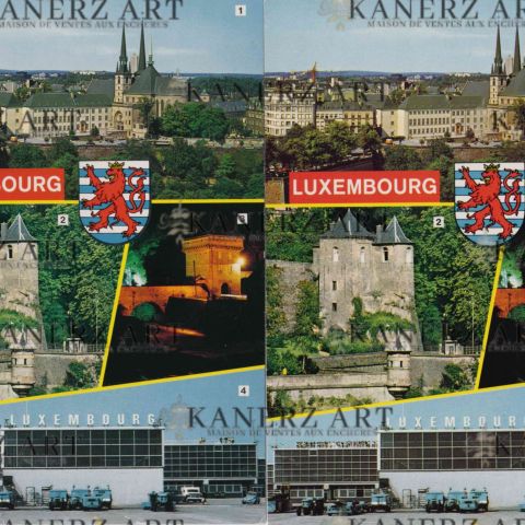 Aérogare du Findel sur 2 cartes postales des années 70, 4 vignettes