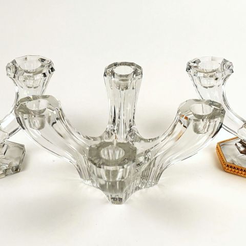 Trio de bougeoirs en cristal Val Saint Lambert, élégance et raffinement
