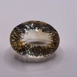 Natural Quartz CITRINE yellow from Madagascar, oval faceted 26.69 ct, AIG certificate