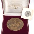 Médaille commémorative en bronze de Jean l'Aveugle avec boîte de rangement