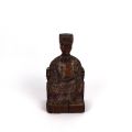Statuette dignitaire assis sur trône en bois, Dynastie Qing, 23 cm