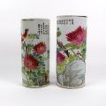 Paire de vases en porcelaine chinoise décor oiseaux, début XXème siècle, 24 cm