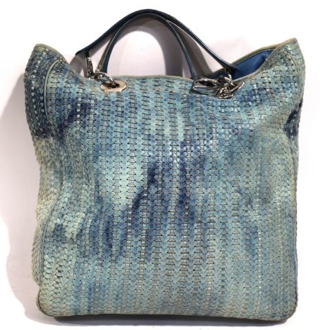 CHRISTIAN DIOR, Tote bag en cuir tressé couleur verdau, #94-MA-1018