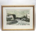 Signed lithograph by Bernard Gantner: Village Street in Winter, 176/185