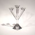 Bougeoir cristal Villeroy & Boch : trois feux, hauteur 30 cm