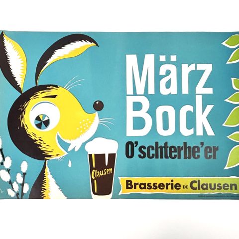 Affiche vintage de bière März Bock, Brasserie de Clausen, années 50