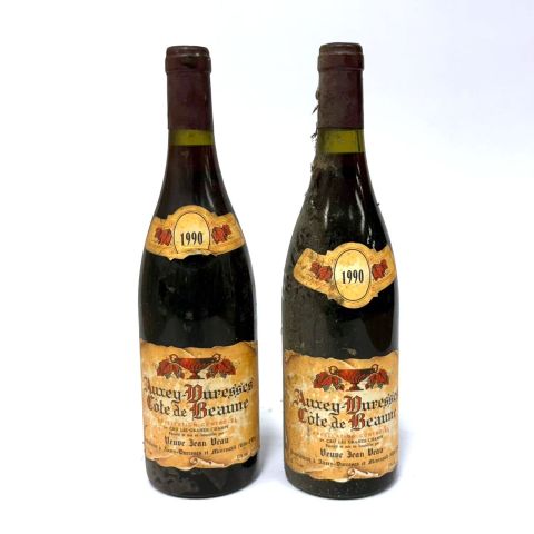 Deux bouteilles de 1er Cru Auxey-Duresse, Domaine de la Veuve Jean Veau 1990