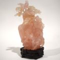 Pot couvert en quartz rose orné de Guanyin, fleurs et oiseaux, Chine XXe