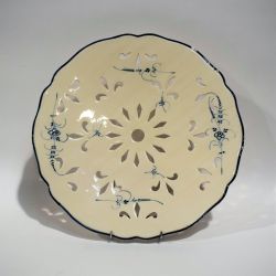 Abtropfgestell aus feinem Steingut BOCH Luxembourg, blaues Dekor mit Zweigen (18. Jh.)