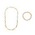 Collier articulé et bracelet en métal doré, très bon état, 45 cm