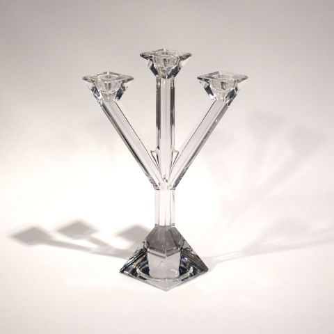 Bougeoir cristal Villeroy & Boch : trois feux, hauteur 30 cm