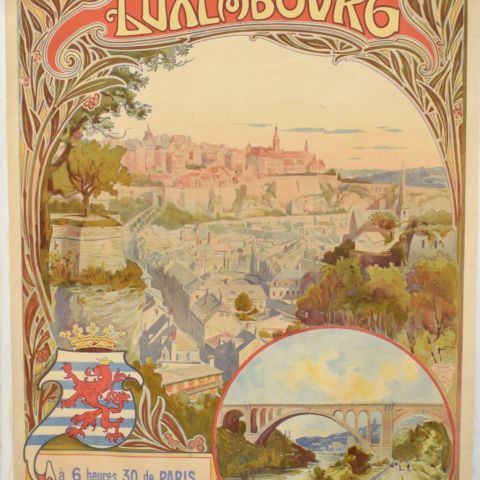 Affiche touristique iconique des Chemins de fer de l'Est pour le Luxembourg