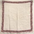 Elegant white silk square with navy blue and red stirrup motifs