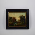 Paysage de sous-bois et rivière par Van Ring, huile sur panneau 24 x 30 cm