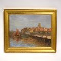 Frantz Seimetz (1858-1934) : Port en Italie, Huile sur toile, Prix Grand-Duc Adolphe