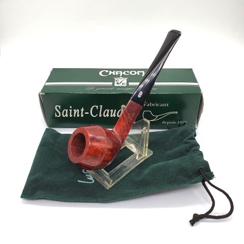 Pipe droite Chacom Saint-Claude en bruyère, état neuf, boîte et sac d'origine