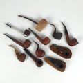 Ensemble de 11 pipes variées en bruyère et écume, bon état général