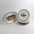Service à poisson Limoges : plat long et 6 assiettes assorties