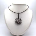 Collier en argent signé Rey Urban, pendentif en verre taillé, 1970