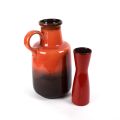 Ensemble de deux vases en céramique bicolores, provenant d'Allemagne de l'Ouest