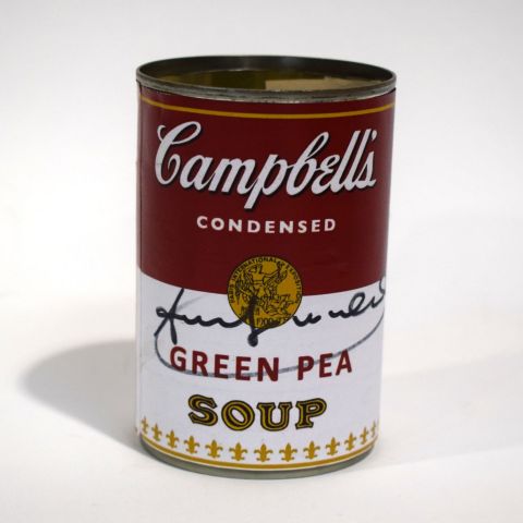 Boîte de conserve Campbell's signée par A. Warhol, sans certificat d'authenticité