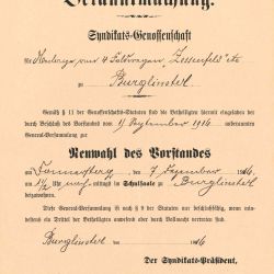 Convocation 1916 : Réunion Association Syndicats Bourglinster | Bel état, 26 x 21 cm
