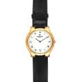 Montre Raymond Weil homme, cadran blanc, chiffres romains, bracelet cuir noir