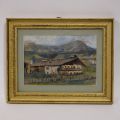 Aquarelle signée de Joseph OTH (1877-1955) : Tyroler Bauernhaus in Cortina d'Ampezzo (Dolomiten)