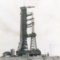 Saturn 1-B rocket and astronauts en route to Skylab II, 1973