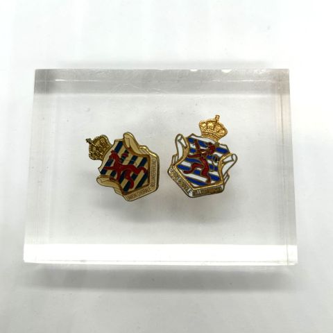 Insignes en métal doré émaillé de l'Union Chorale, dimensions 26 x 20 mm