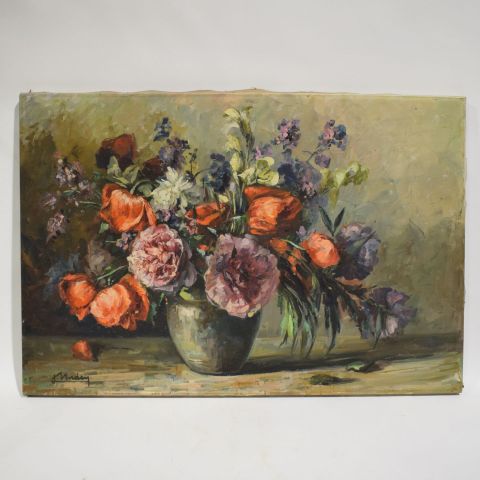 Bouquet de fleurs multicolores par Lily Unden : Une œuvre colorée et signée