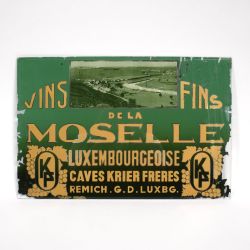 Rare advertising plate for Vins Fins de la Moselle Luxembourgeoise