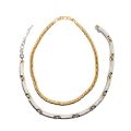 Ensemble de 2 colliers en métal doré et bicolore, longueur 42 cm