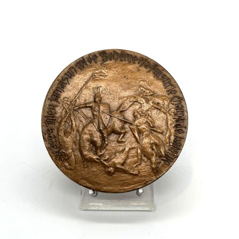 Médaille commémorative en bronze de Jean l'Aveugle, bataille de Crécy, 1978