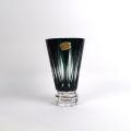 Vase cornet en cristal vert de Val Saint Lambert, hauteur 24,5 cm