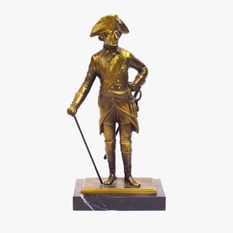 Sculpture en régule patiné de Frédéric II sur socle en marbre