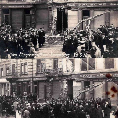 Cartes photos de l'attaque aérienne sur Luxembourg, 24 mars 1918