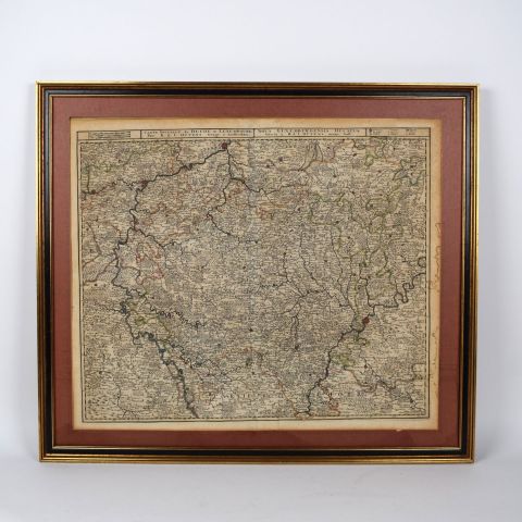 Carte ancienne du Duché de Luxembourg par OTTENS, aquarelle de 1748/50