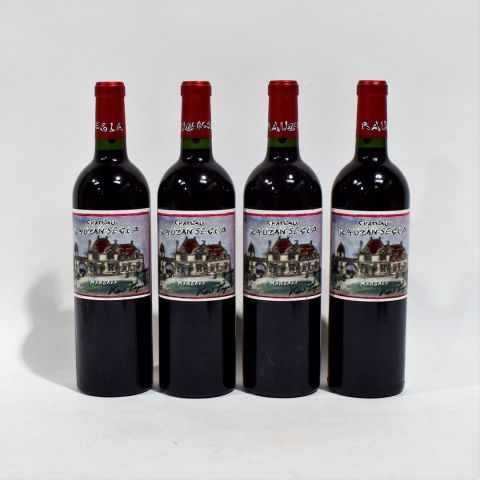 (MARGAUX) 4 bouteilles Château RAUZAN-SEGLA, Margaux, Rouge, 2009 dessin Karl LAGARFELD