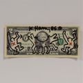 2 bill with felt-tip drawing by Keith Haring, 1986