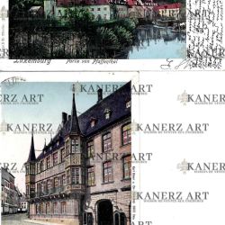 Rare reunion of two colorized postcards of Luxembourg-Palais and von Pfaffenthal