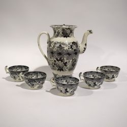 Ensemble ravissant de cafetière et tasses en faïence fine BOCH Septfontaines